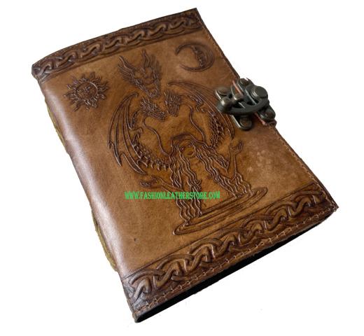 charcoal color embossed leather journal